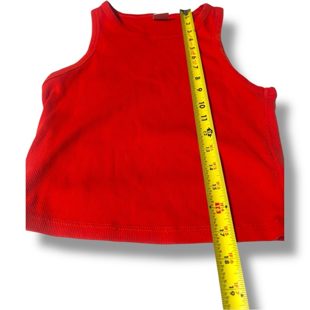 Bershka Vibrant Red Ribbed Slim Fit Crewneck Sleeveless Casual Tank Top - Picture 9 of 13